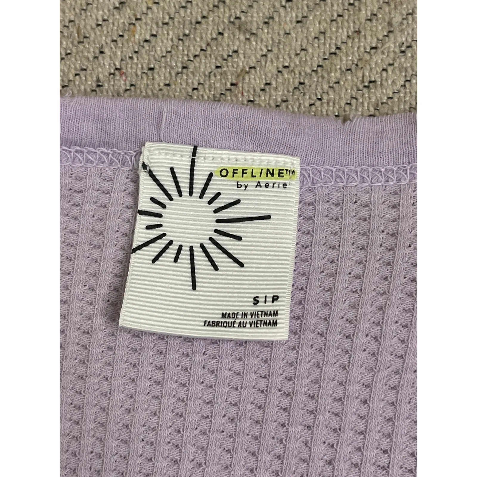 Offline Aerie Lilac Waffleknit Pullover Oversized Button Henley Shirt, Size S Purple - Image 5