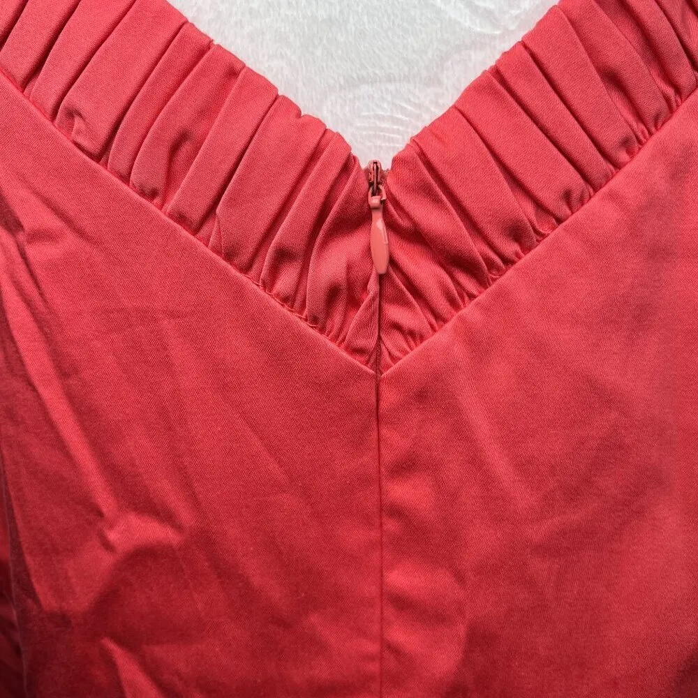 Tahari Arthur S. Levine Papaya Sleeveless Shift Dress V-Neck Size 16 - Image 9