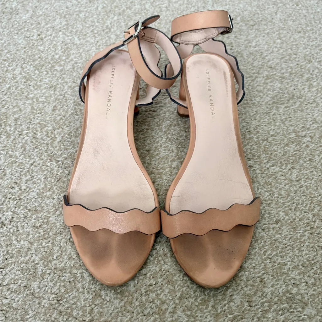 Loeffler Randall Emi Emi Scalloped Leather Block Heel Sandals Nude - Image 2