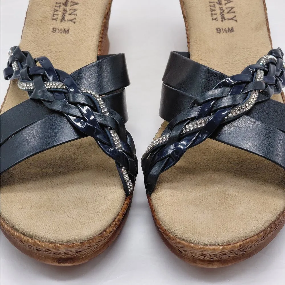 Tuscany Easy Street Italian Wedge Sandal 9.5M Blue Slip On Casual Slides Shoes Size 9.5 - Image 5