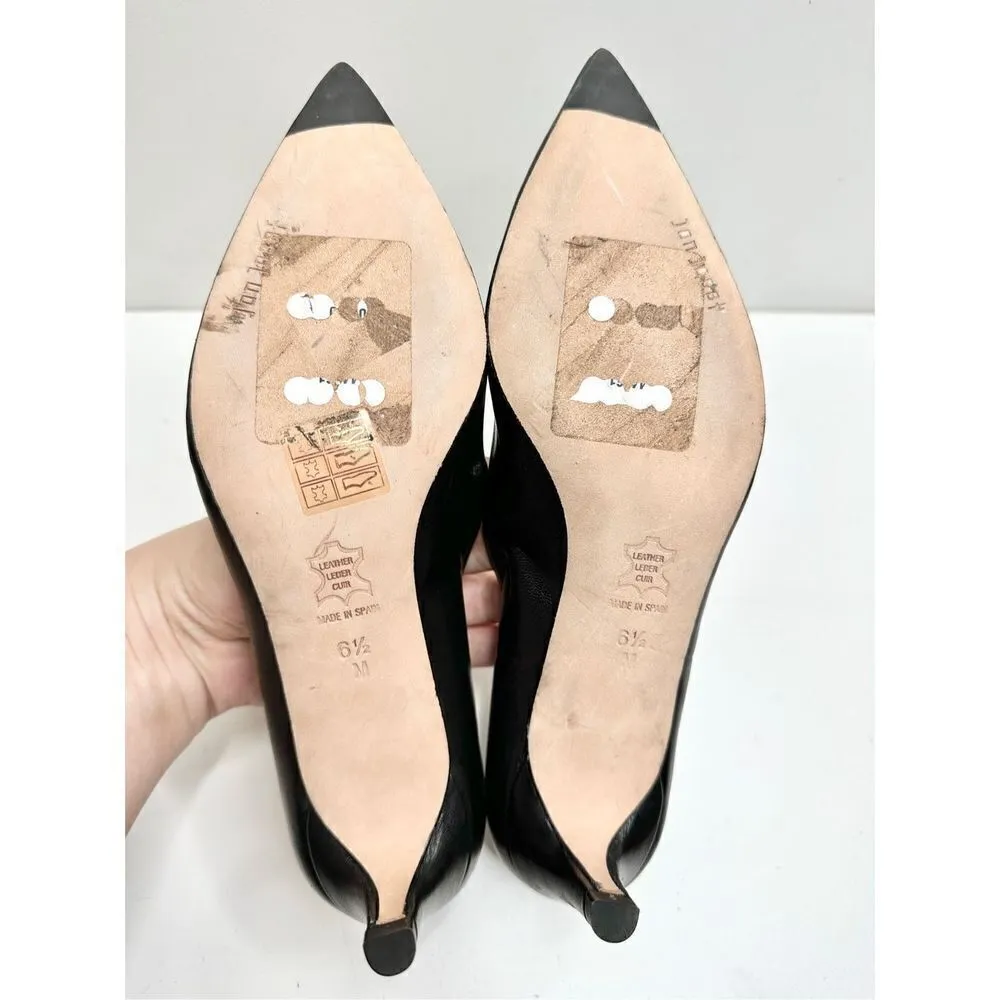 Jon Josef Pumps Women Size 6.5 Black Leather Tina Kitten Heel Pointed Toe Shoes - Image 8