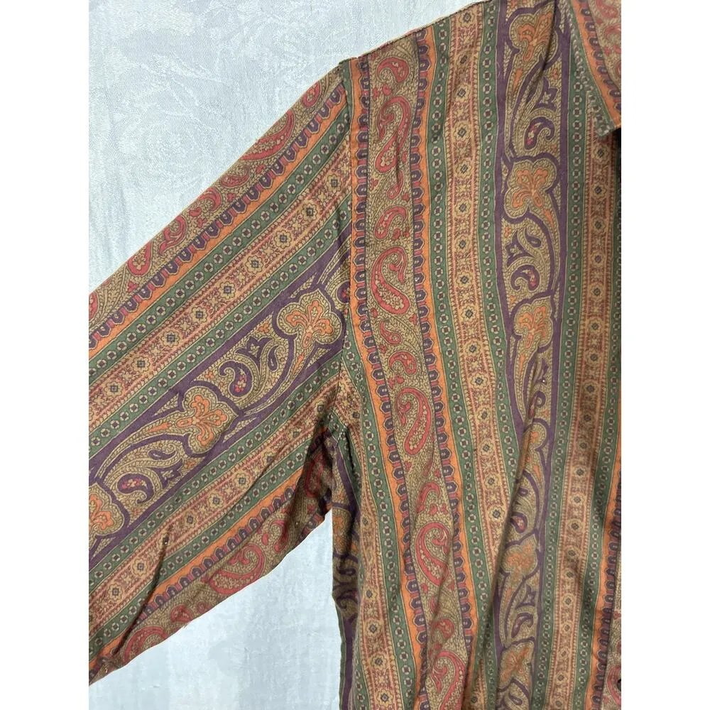 Ralph Lauren LRL Button Up Large Brown Paisley Striped Western Equestrian - Image 4