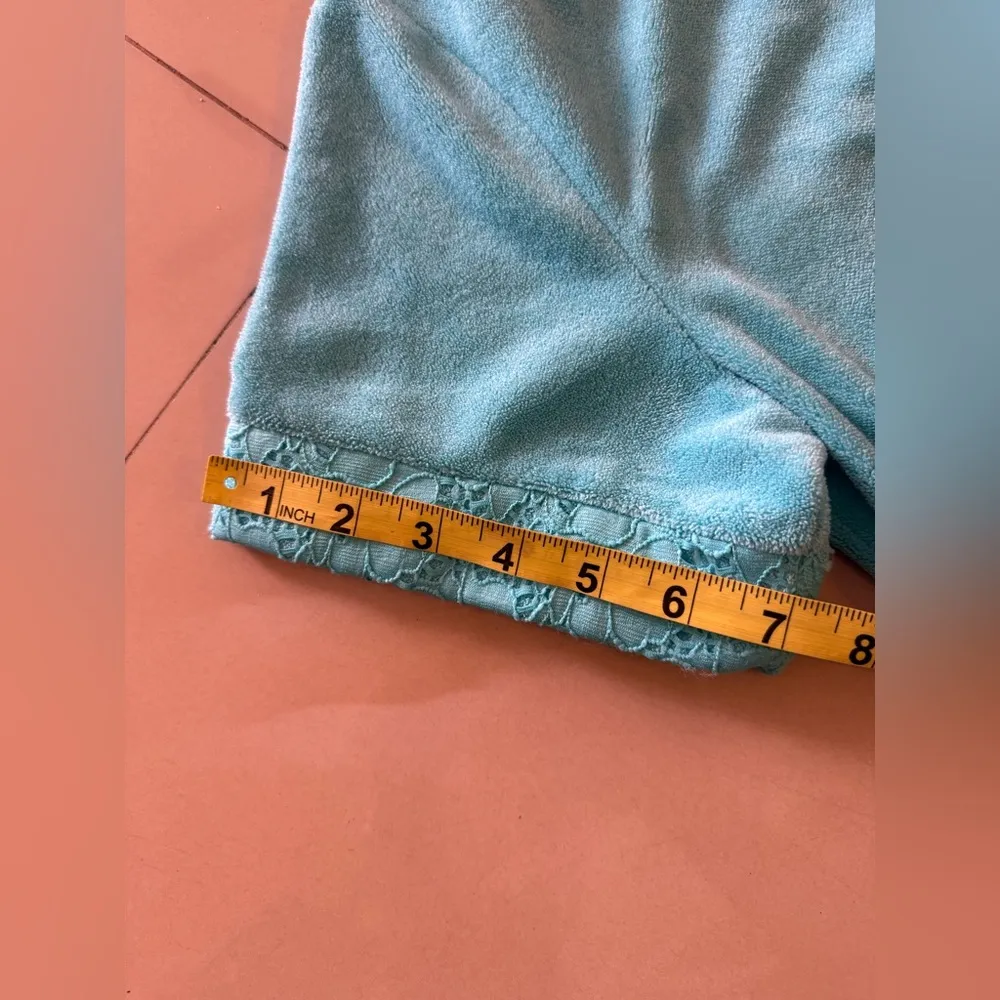 Miss Elaine Relax full Zip Front Waffle Knit Robe pocket size M Blue Size M - Image 8