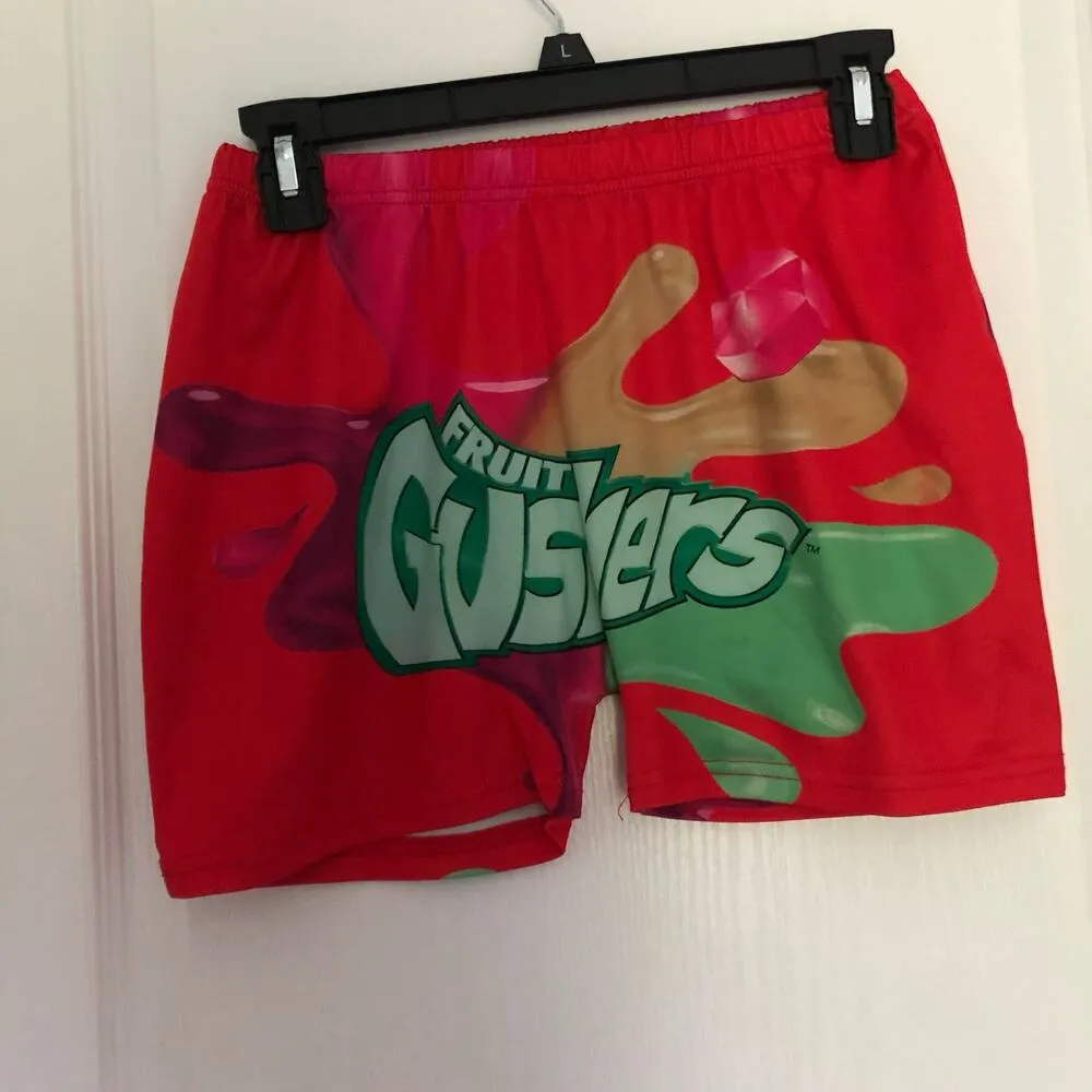 Women's Gushers Snack Shorts High Waisted Stretchy Biker Shorts‎ Red Size Small Pink - Image 2