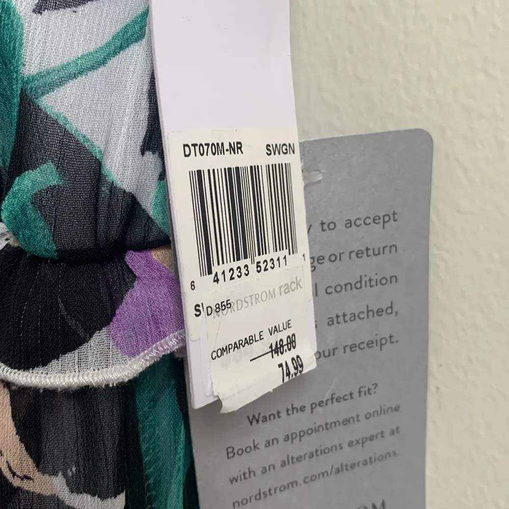 Donna Morgan Nordstrom Tropical Floral Chiffon Resort Maxi Dress (Sz 8) Purple - Image 8