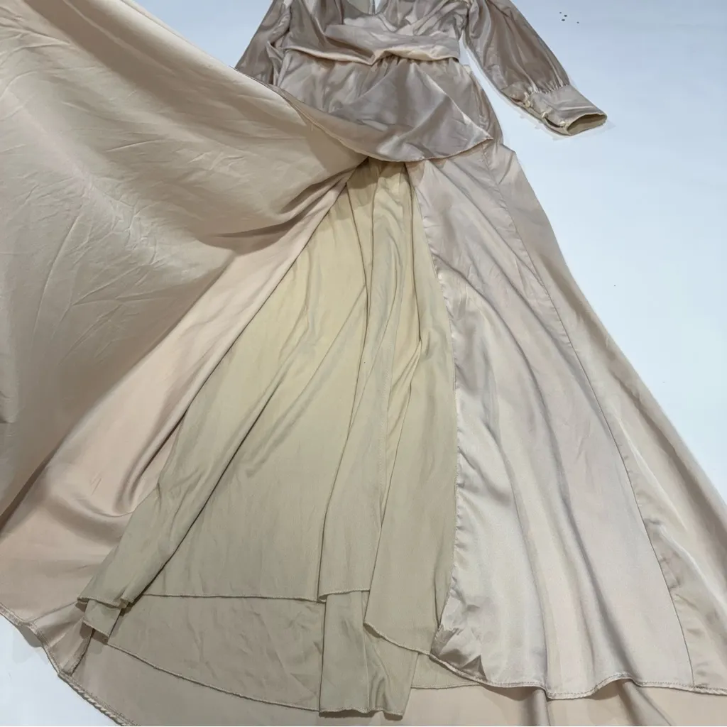 Ieena for Mac Duggal Long Sleeve Gown Champagne long sleeve dress size 4 - Image 7