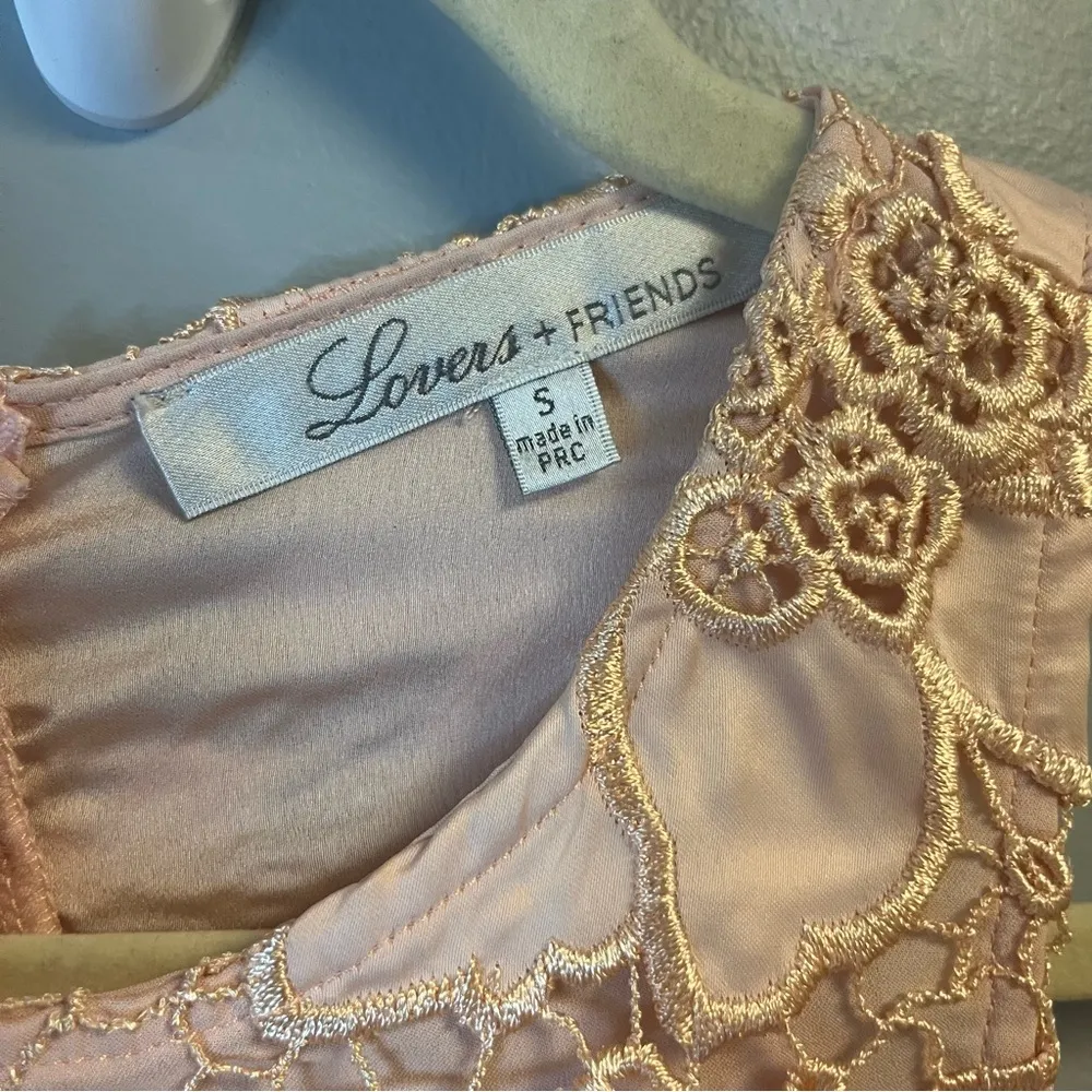Lovers + Friends Dress Light Pink Caspian Dress Floral Embroidered Lace Sz S EUC - Image 6
