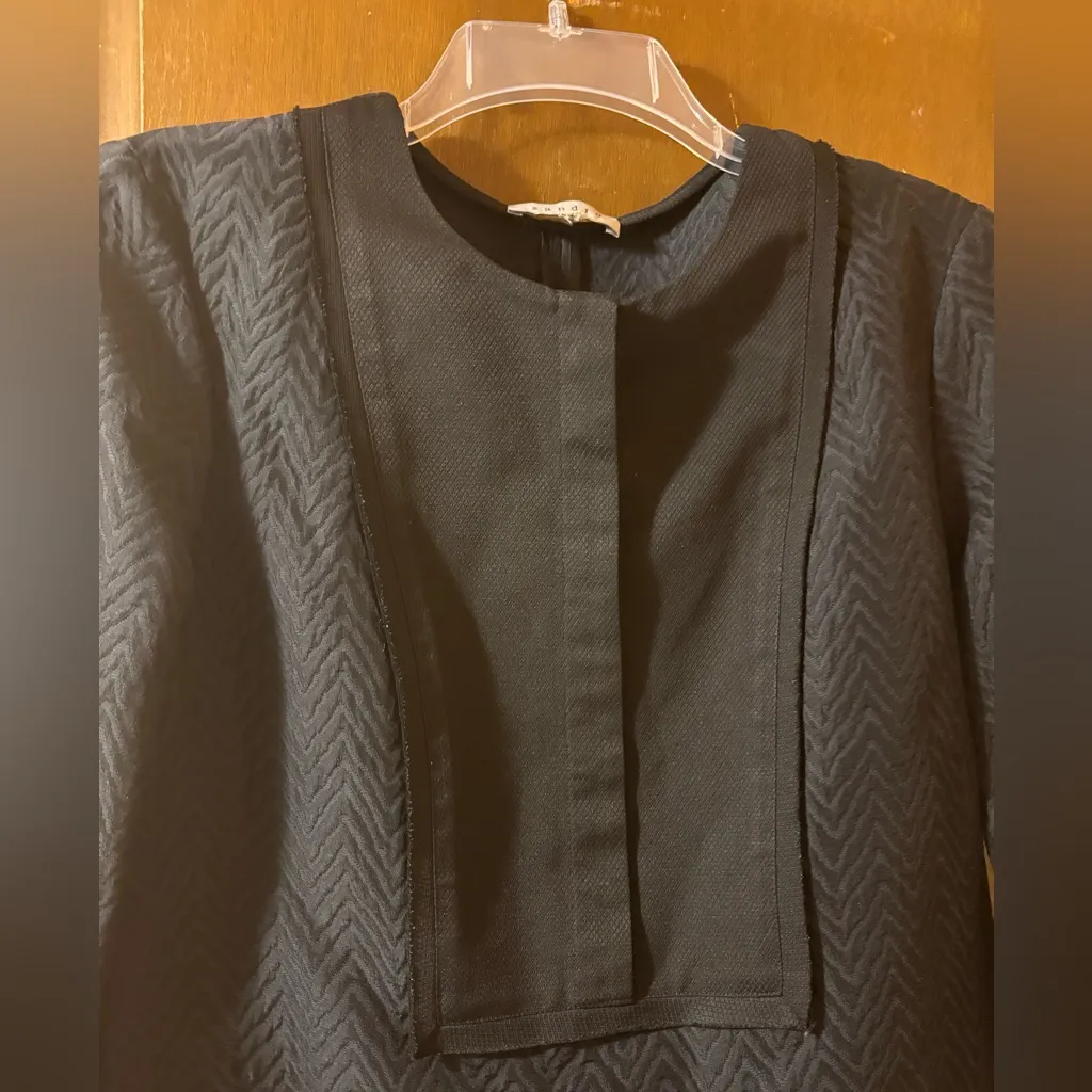 Sandro black chevron print button up shift dress - Image 4