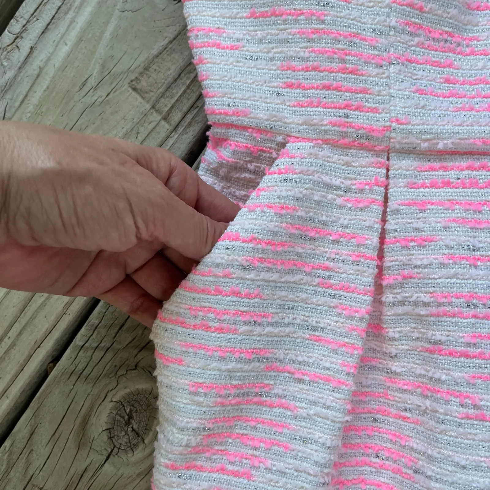 Anthropologie Moulinette Soeurs Pink & White Tweed Mini Dress Size 4 - Image 3