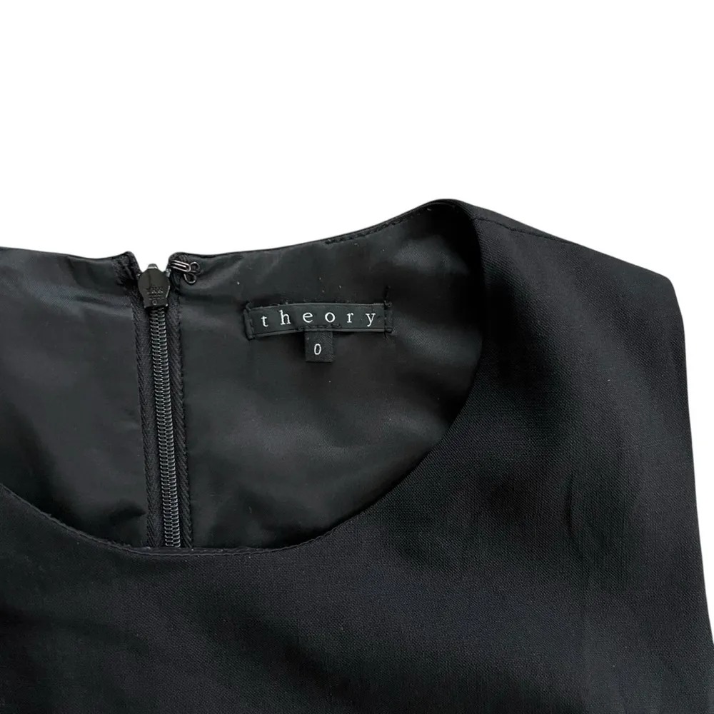 Theory Women’s Olvana Pleated Skirt Sleeveless Sheath Mini Dress in Black Size 0 - Image 4