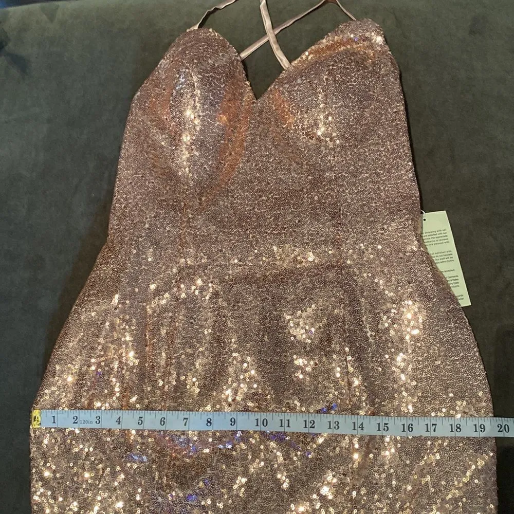 Women’s Pink Fully Sequined Mermaid Style Prom Party Dress Size M NWT Size M - Image 7