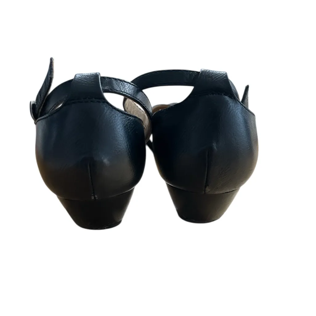 Rialto Mya Studded Faux Leather Ankle Buckle Wedge Shoes - Image 4