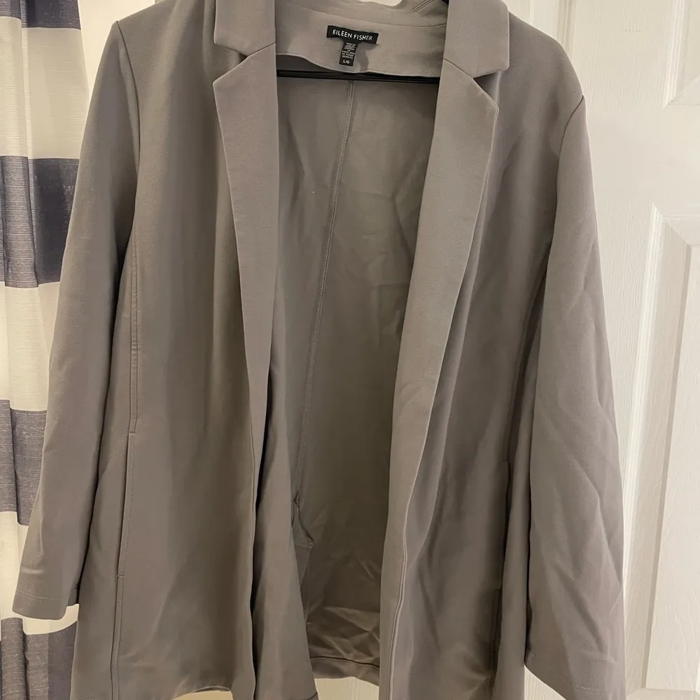 Eileen Fisher Flex Tencel Ponte Notch Collar Jacket Large Gray - Image 4