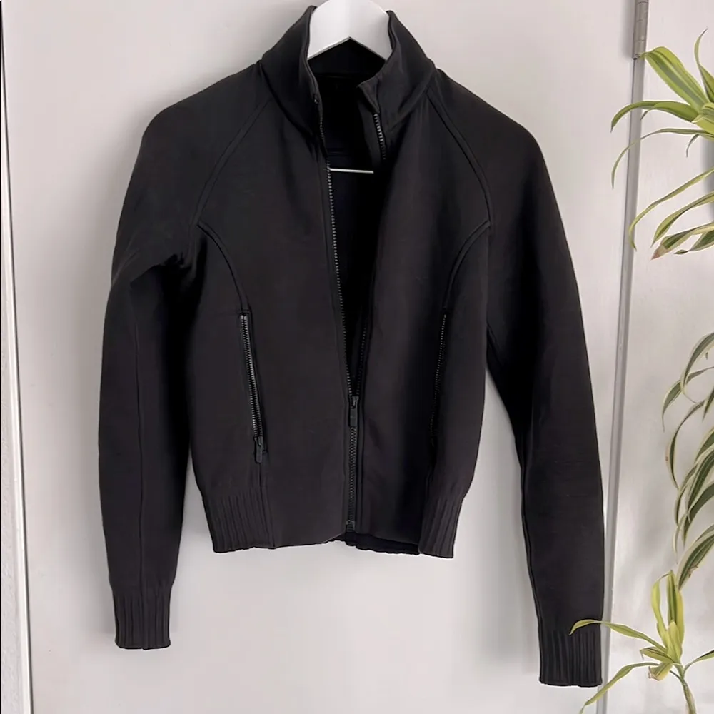 LULULEMON NTS Black Cotton Cropped Full Zip Stretch Bomber Jacket 2 - Image 2