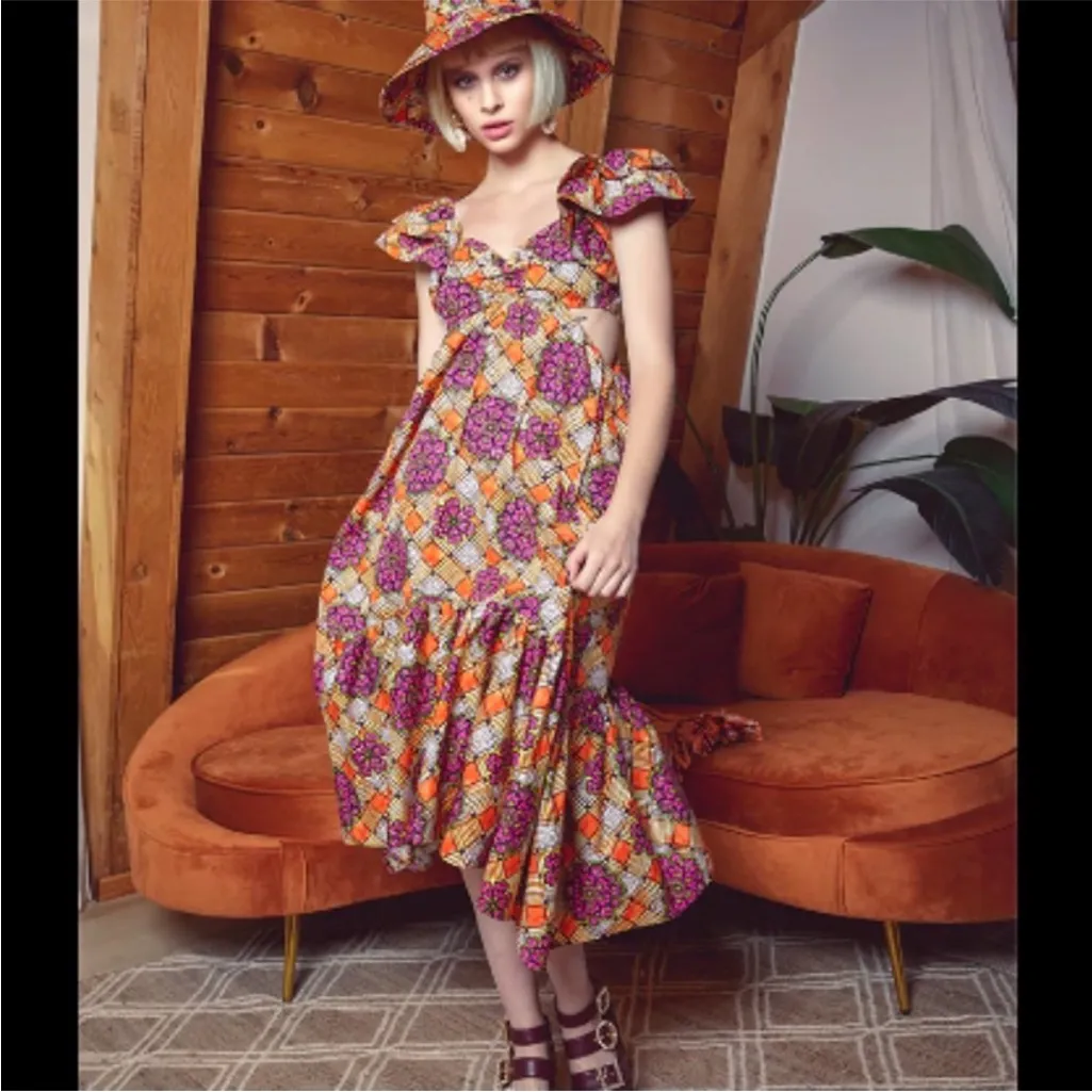 NWOT AUTUMN ADEIGBO Chioma Floral Tropical Print Handkerchief Hem Dress Size 4 Purple - Image 14