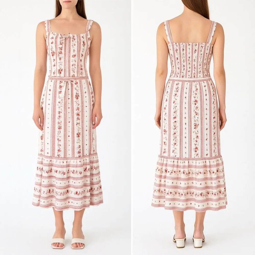 Joie Linen Blend Floral Stripe Two Piece Set Top & Maxi Skirt Size Small Boho - Image 2