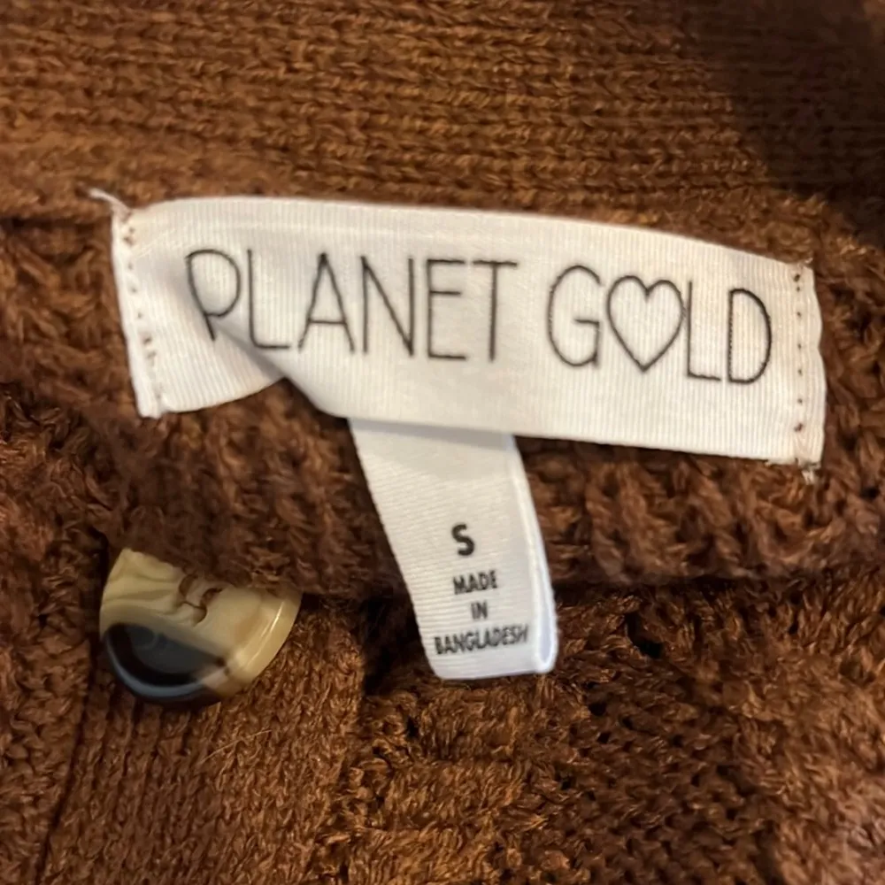 Planet Gold Sweater Cappuccino Brown Cable Knit Cropped Cardigan Women Small New - Image 10