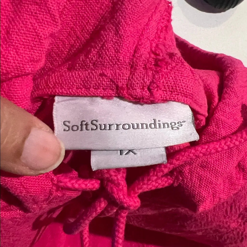 Soft surrounding pullover hoodie, hot pink 1X drawstring - Image 9