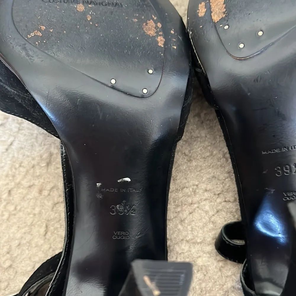 Costume National black open toe suede leather wrap heels Size 8.5 - Image 6