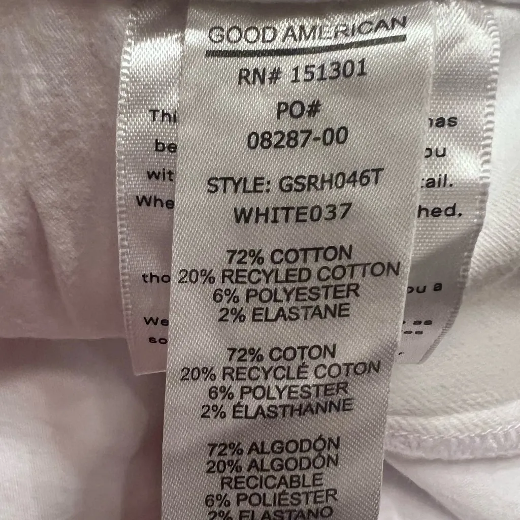 Good American Good Legs High Rise Straight Leg Raw‎ Hem Jeans in White Size 20 - Image 11