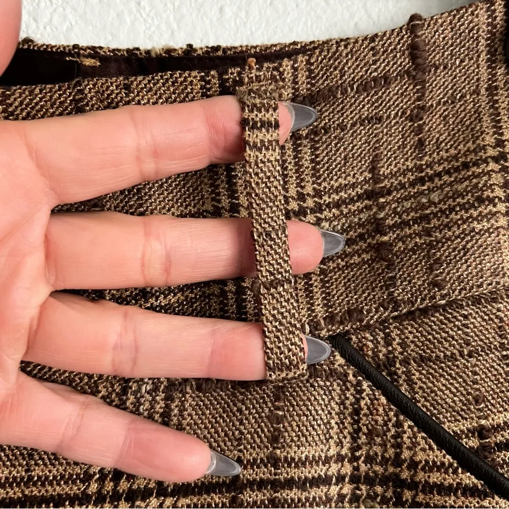 Brown Tweed Plaid Flared Leg Pants. Size 0 - Image 8