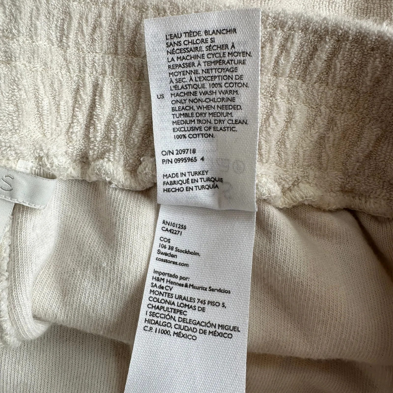 COS White / Tan Terrycloth Ultra High Rise XS Athleisure Sweat Shorts w/ Pockets - Image 4