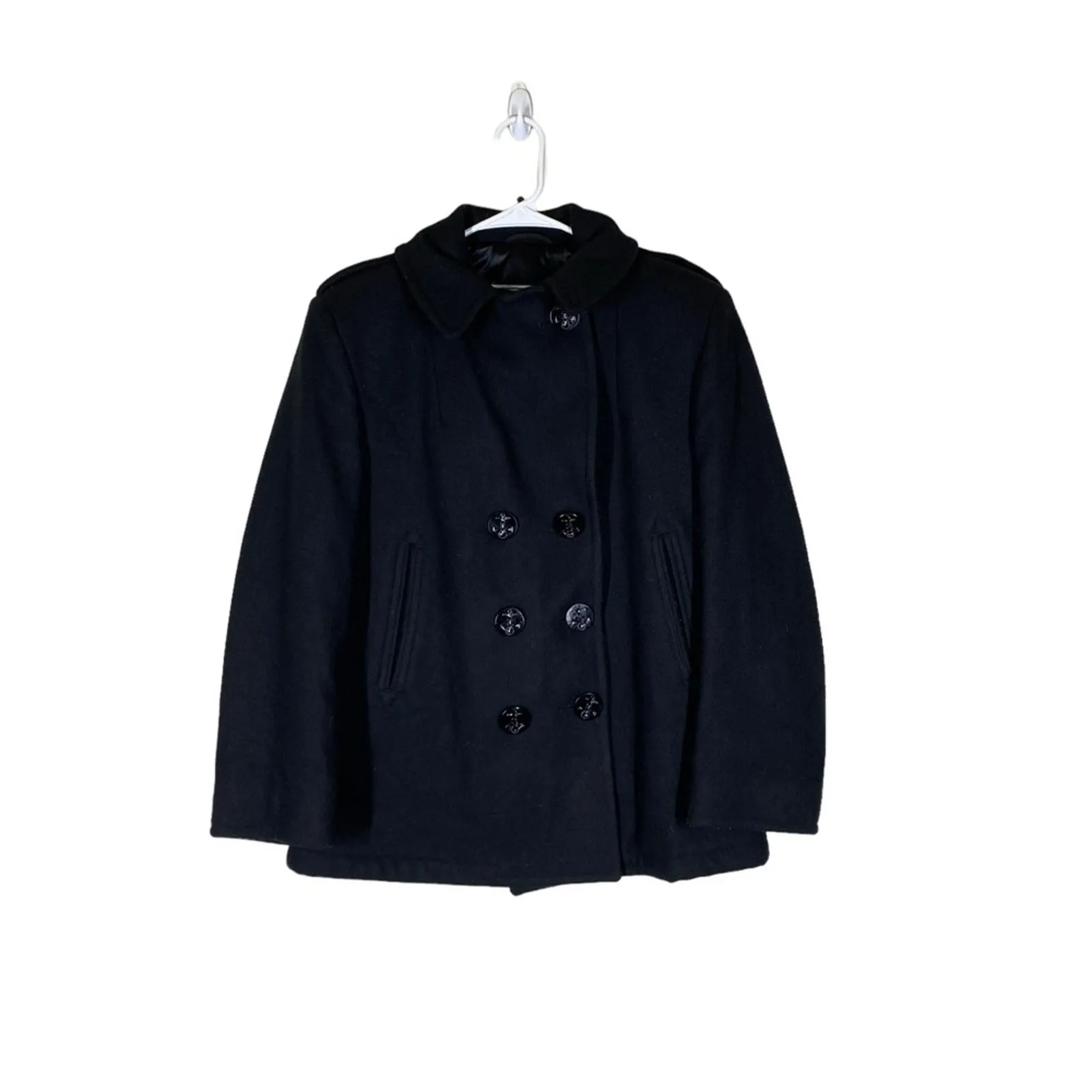 Sterlingwear Anchor Collection Military Navy Wool Blend Peacoat Size 12 SHORT Black - Image 2