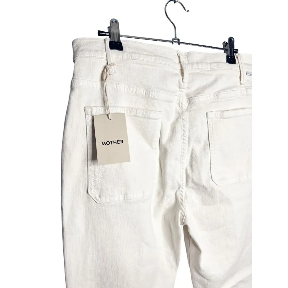 NWT Mother The Hustler Patch Pocket Flood Jean in Cream‎ Puff White Size 32 - Image 7