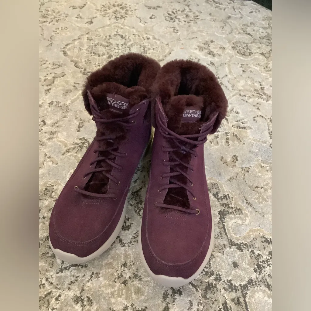 Cute comfy Skechers booties 🌺🌺 Purple Size 8 - Image 3