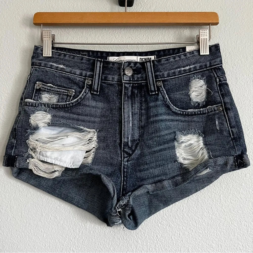 Lovers + Friends Jack High Rise Denim Shorts with Distressing. Size 26 - Image 2