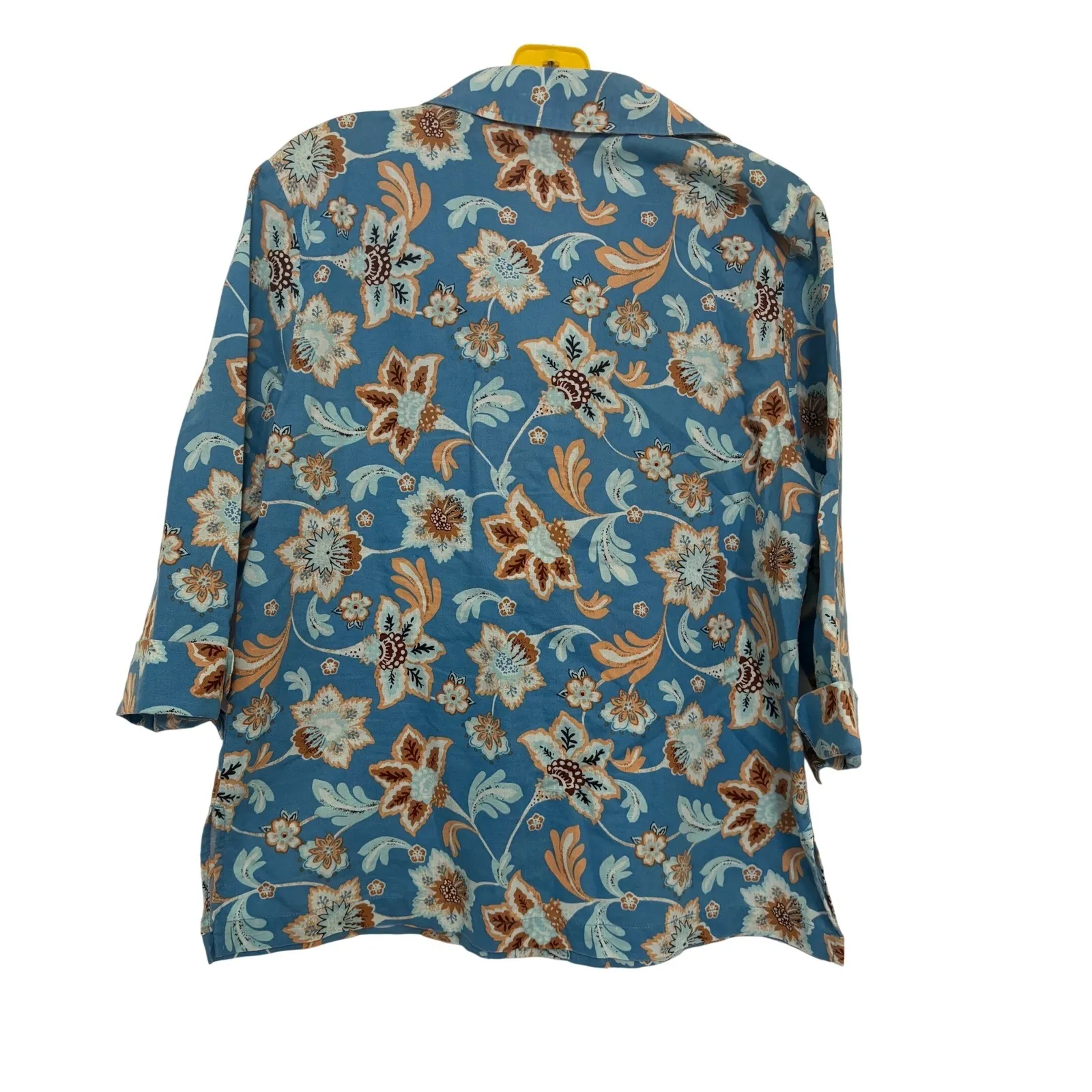 Croft and Barrow Blue Button Up Collared Blouse Cotton Linen Size Medium - Image 2