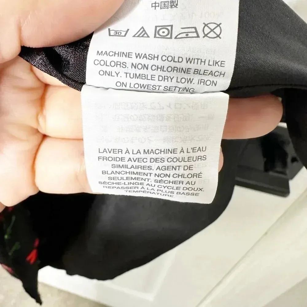 J. CREW Falling Flora‎ Black Sleeveless Ruffle Flounce Hem Size 2 - Image 7