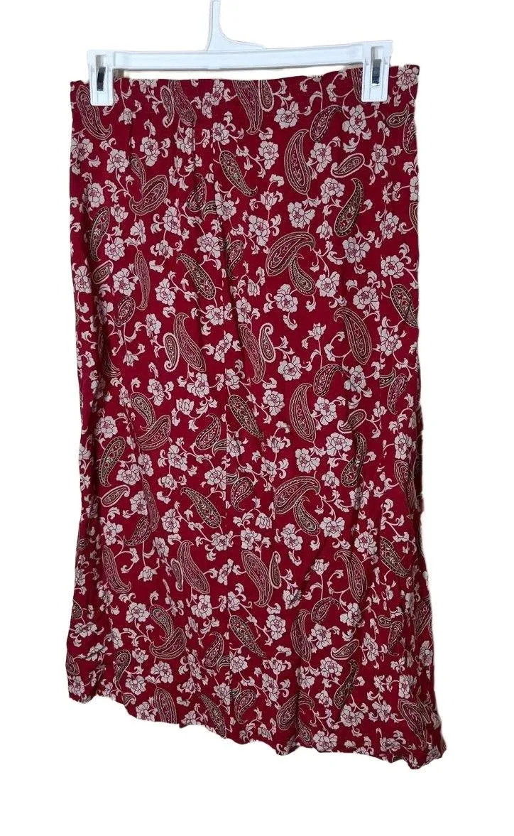 SAG HARBOR Red Patterned Floral Paisley Vintage Maxi Skirt Petite Small Red Size undefined - Image 1