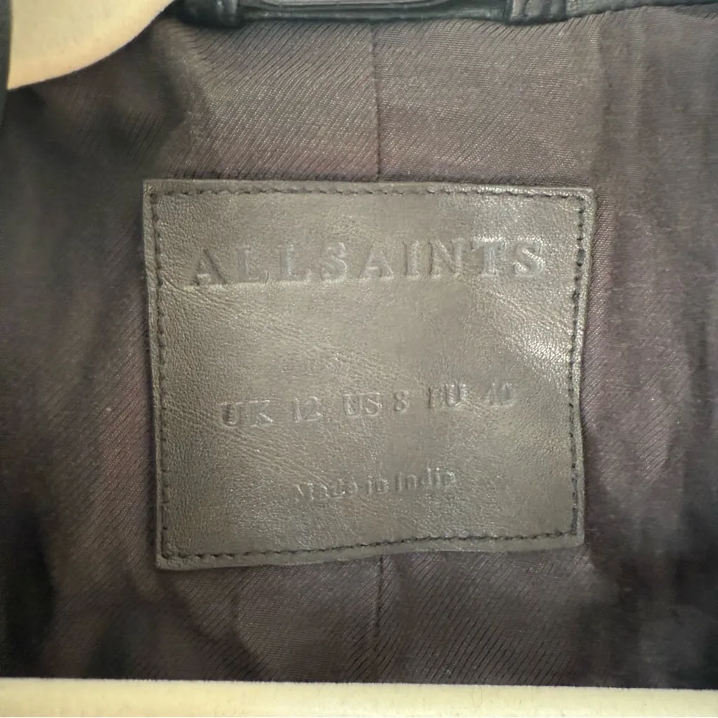 ALLSAINTS  Black Bleeker Leather Biker Jacket 8 - Image 4