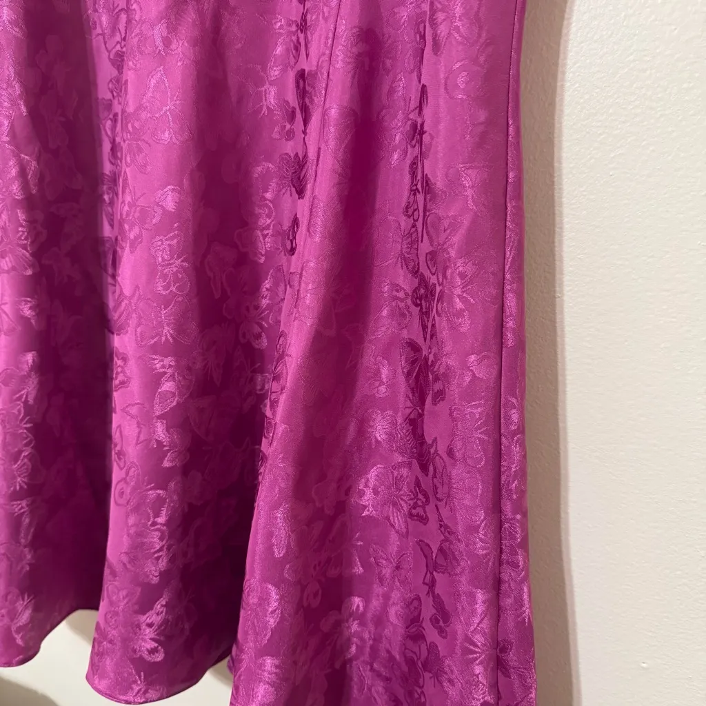 Vintage Butterfly Satin Pink Button Front Slip Size L - Image 3