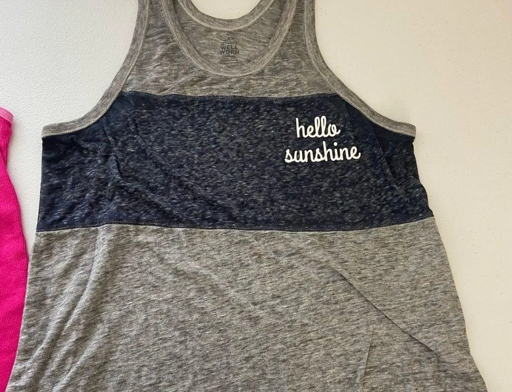 EUC BUNDLE women’s pink gray casual comfy relaxed ribbed racerback tanktop set L Size L - Image 3