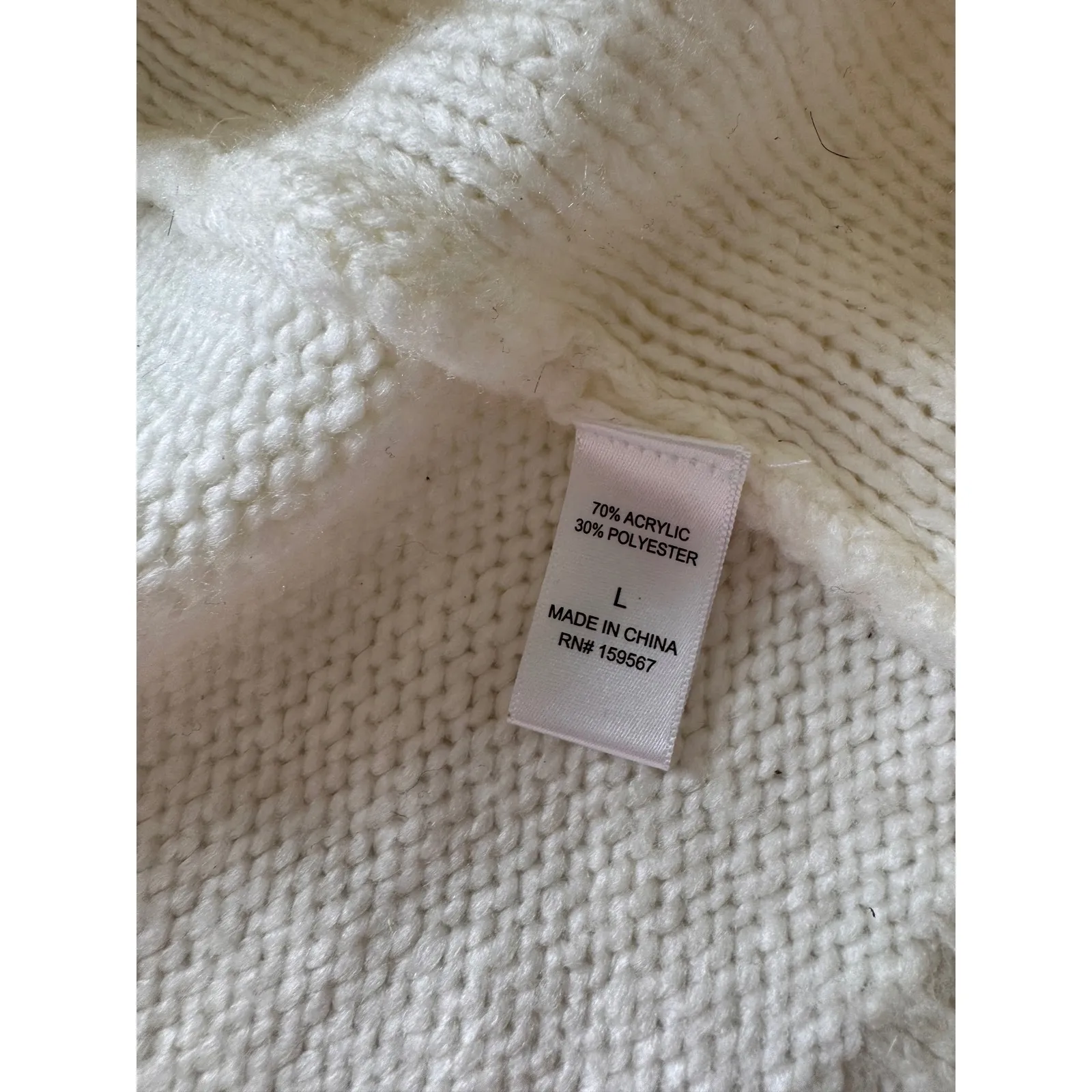 Hazel Moon Embroidered Cable‎ Knit Cardigan Sweater Womens L Vintage Cottagecore White Size undefined - Image 5