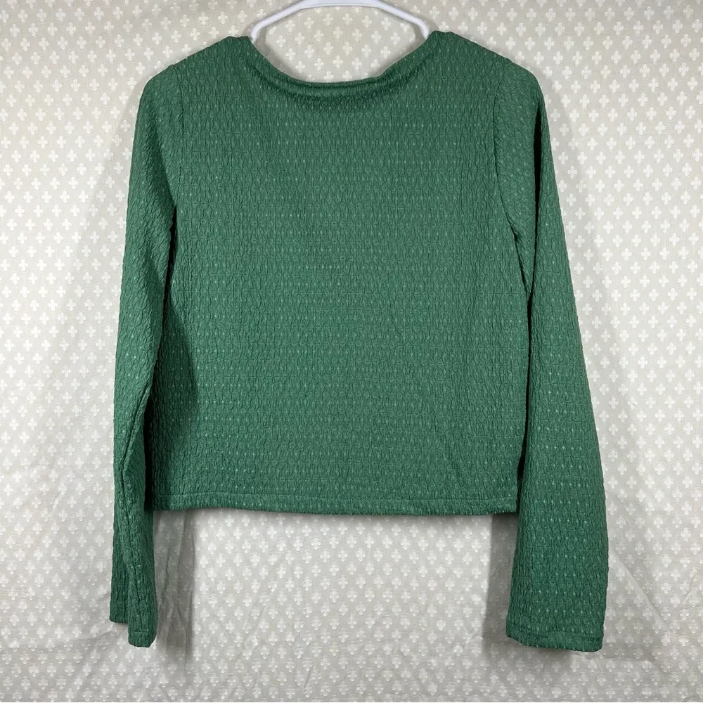 Madewell Green Crinkled Button Up Cardigan‎ - Image 6