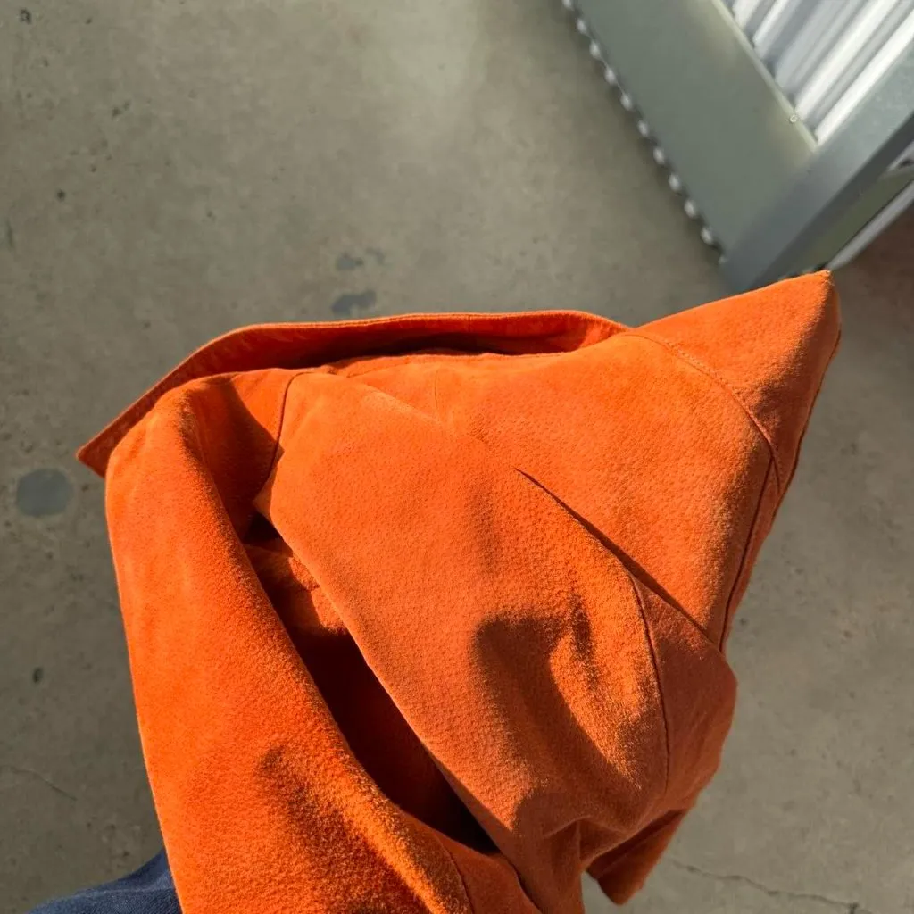 Vintage orange suede leather jacket Size M - Image 6
