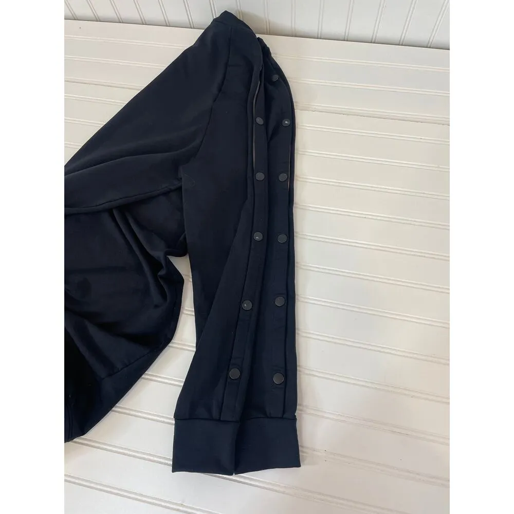 Athleta Women’s Black Raglan Snap Sleeve Mini Sweater Dress Crew Neck Size  M - Image 7