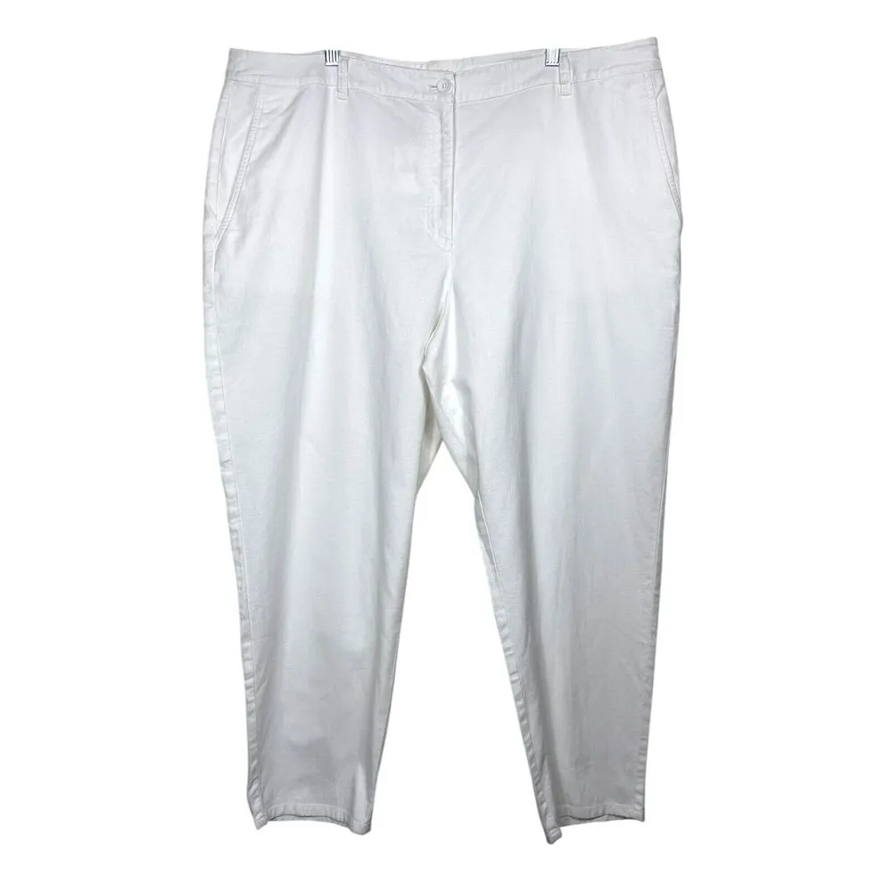 Eileen Fisher Women Organic Cotton‎ Hemp Ankle Pants White Sz 24/3X Minimalist - Image 2