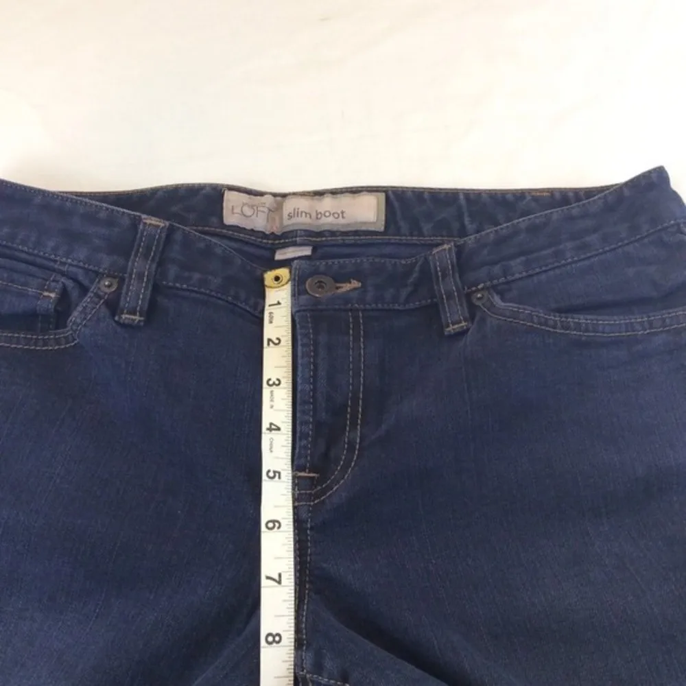 Loft Boot Cut Slim Mid-Rise Womens Jeans Size 10  Dark Wash inseam 29 Button - Image 10