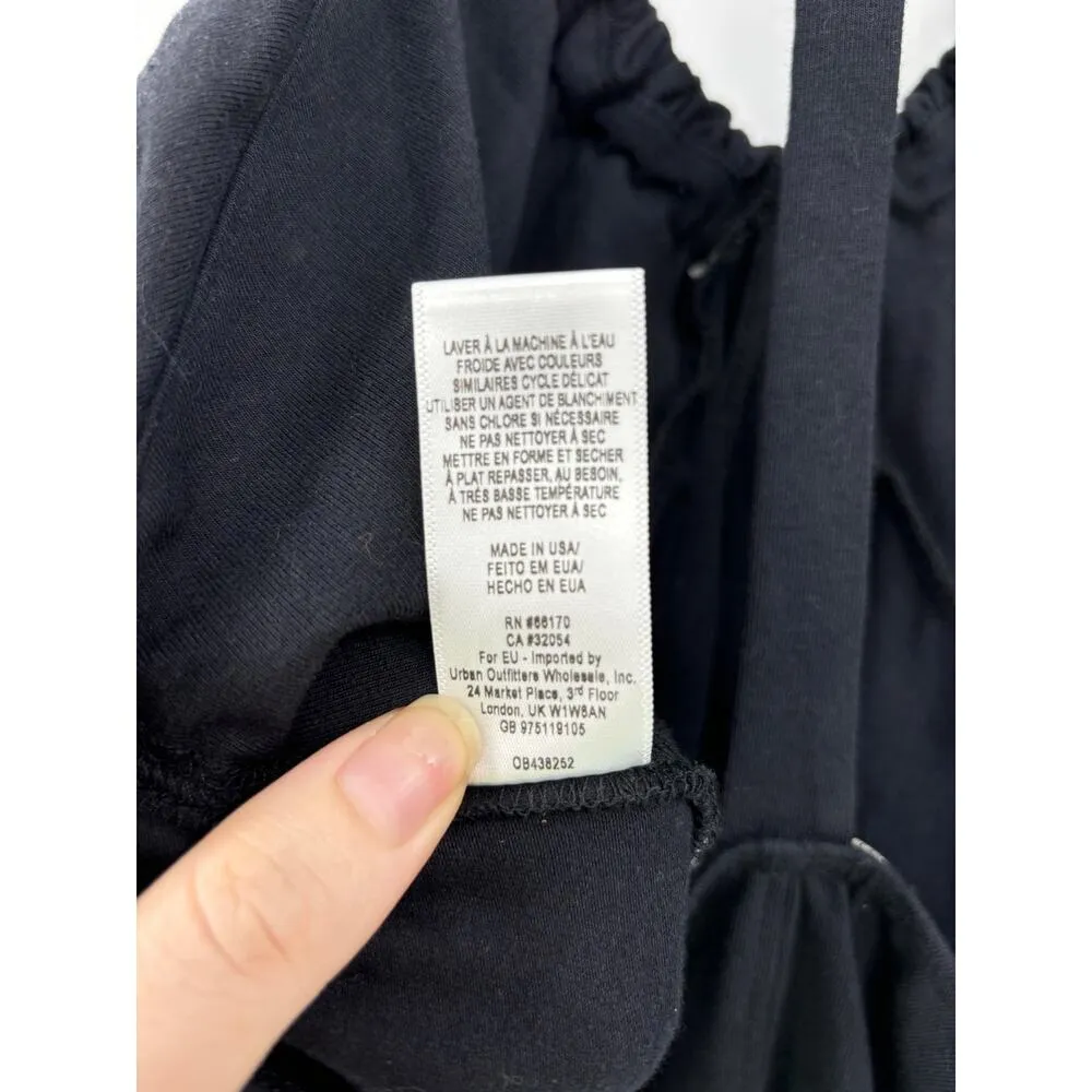 Free People Bodysuit Womens Size Medium Halter V-Neck Black Cotton FP Movement - Image 5