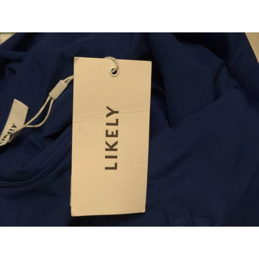 Likely Brooklyn Midi Dress Blue Stretch V Neck Sleeveless Slit Party 00 New - Image 10