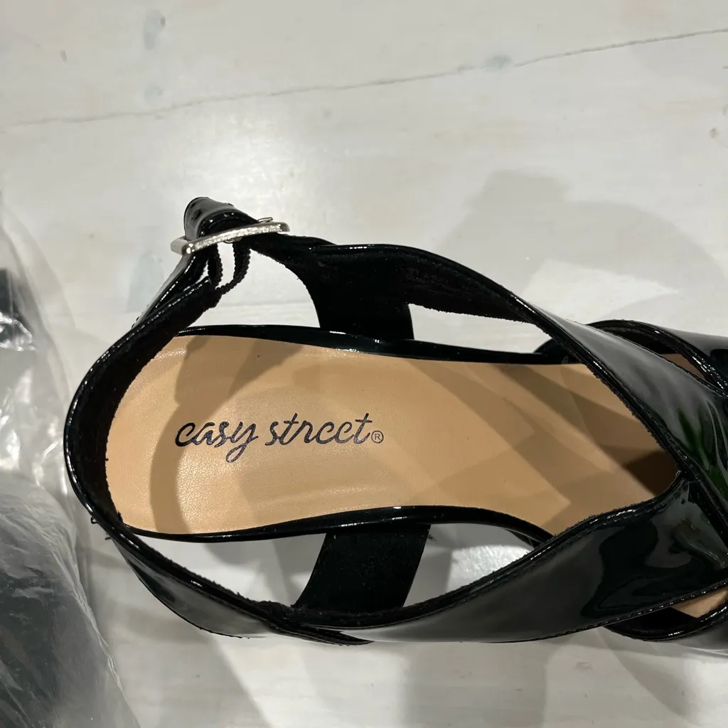 Easy street‎ black patent faux leather slingback dress heels size 9 - Image 9