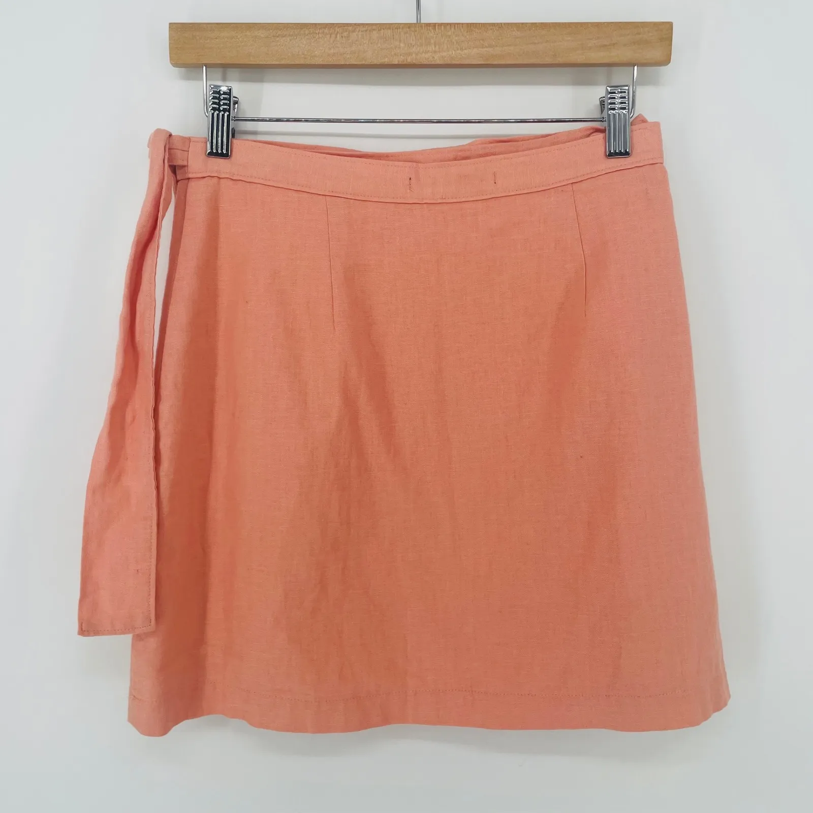 Abercrombie  & Fitch Coral Pink Linen Blend Wrap Skirt Size Small Preppy - Image 7