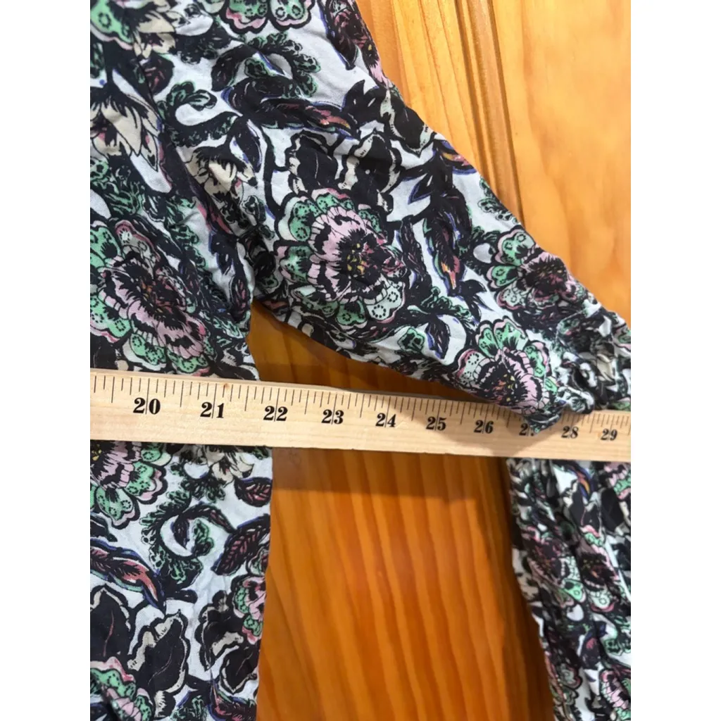Free People Boho Floral Soft Printed Balloon Sleeve Bomber Jacket Size Medium - Image 7