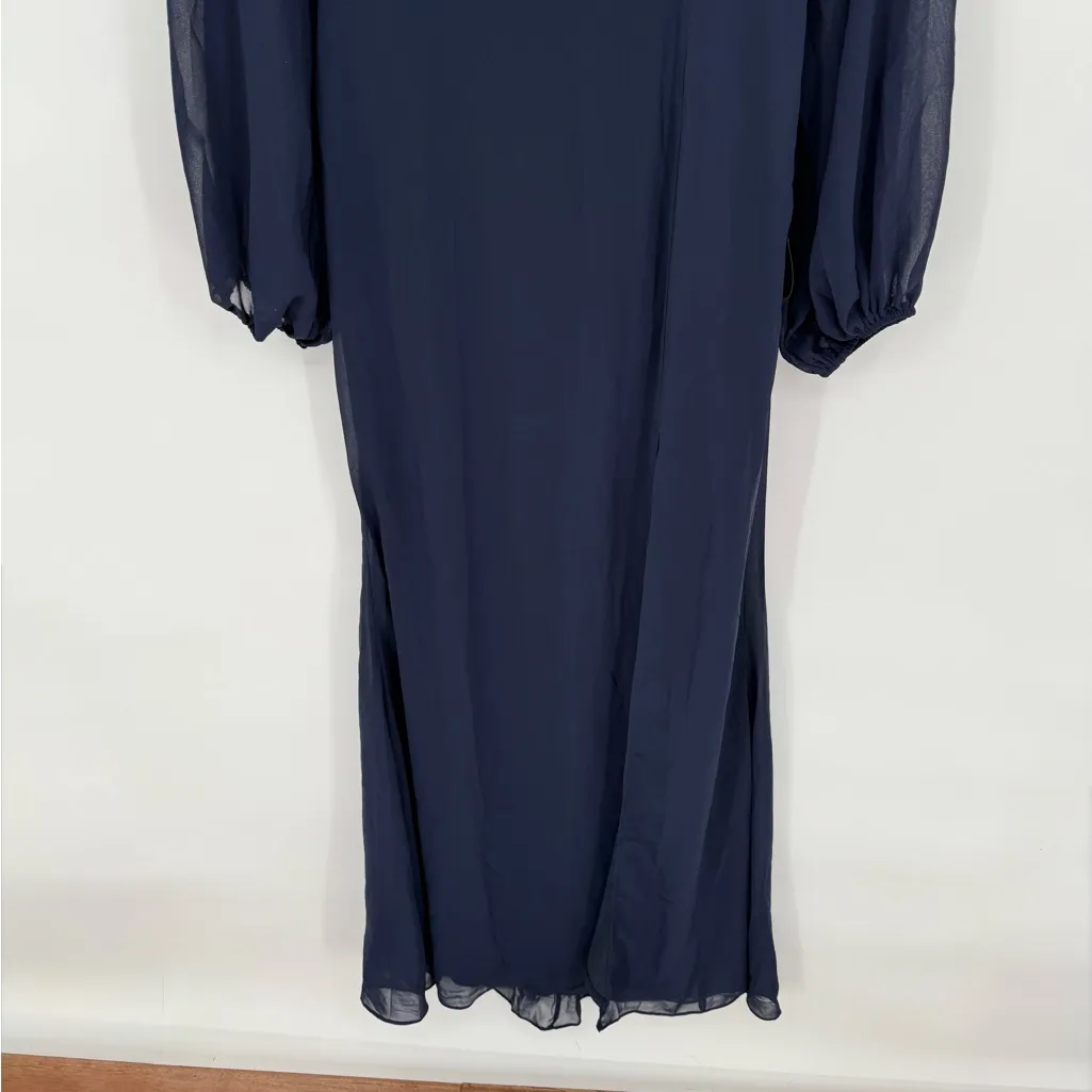 Lulus Graceful Entrance Navy Blue Long Sleeve Backless Maxi Dress Size L Size L - Image 5