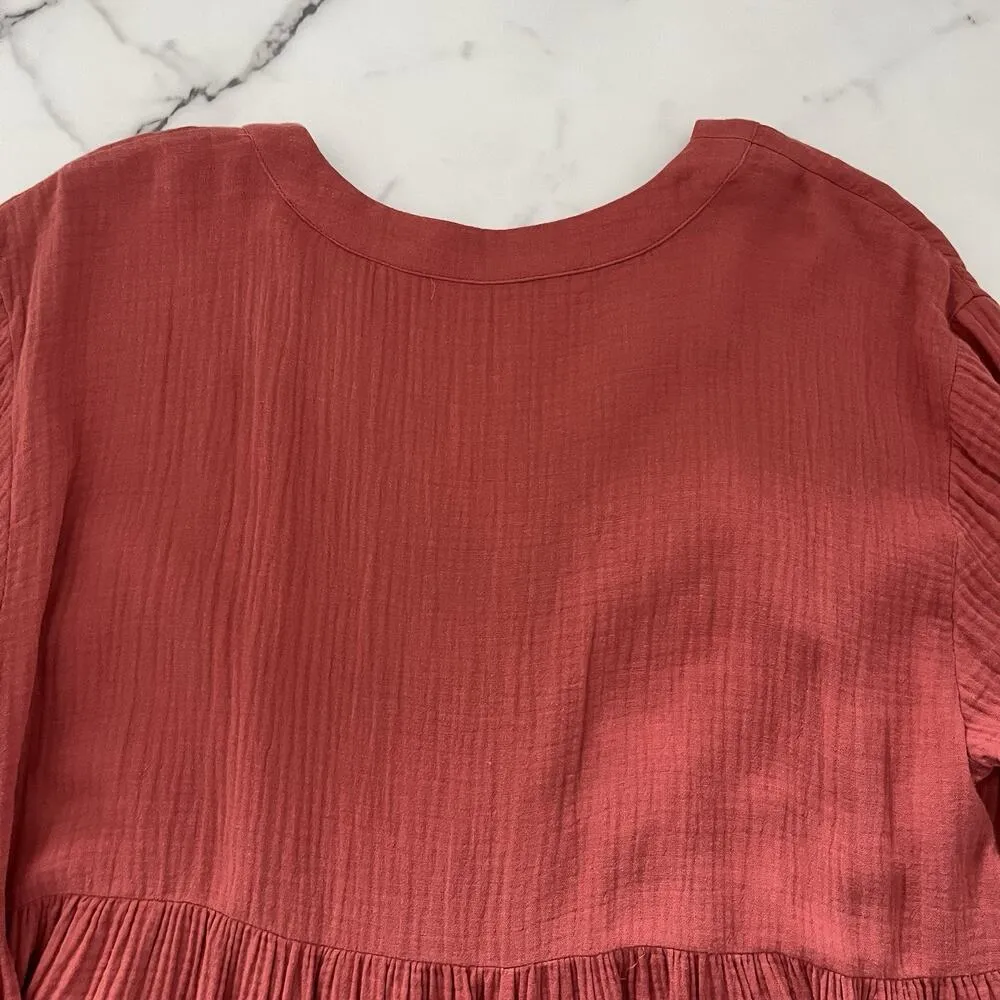 Madewell Lightspun Colette Mini Dress Deep rose Sz 14 Boho chic coastal Festival - Image 7