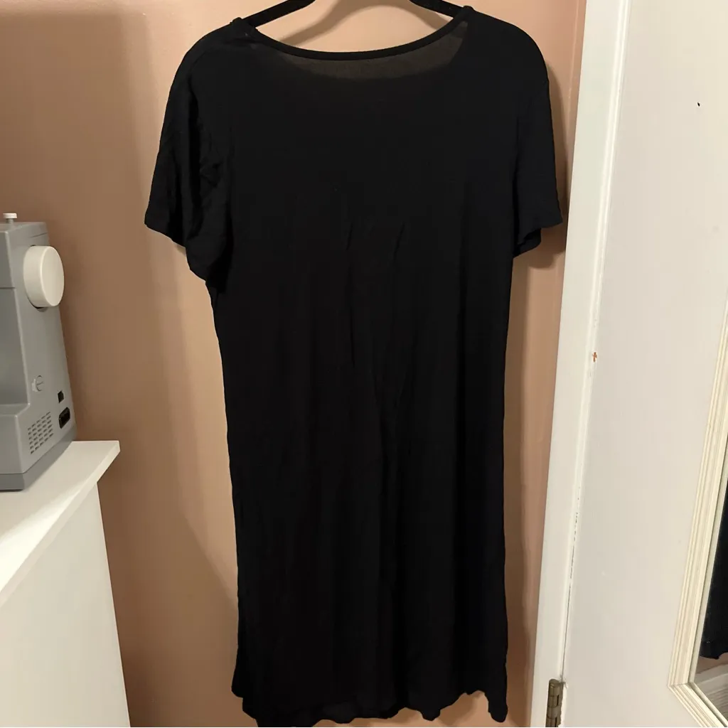 Quince Black Bamboo Jersey Maternity & Nursing Lounge Midi Dress - Image 3